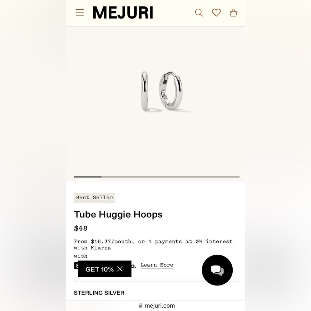 Mejuri Silver Tube Huggie Earrings